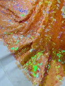 Round Large Sequins - Peach Iridescent - Paillette Large Round Sequins Design Fabric By Yard
