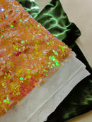 Round Large Sequins - Peach Iridescent - Paillette Large Round Sequins Design Fabric By Yard