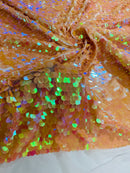 Round Large Sequins - Peach Iridescent - Paillette Large Round Sequins Design Fabric By Yard