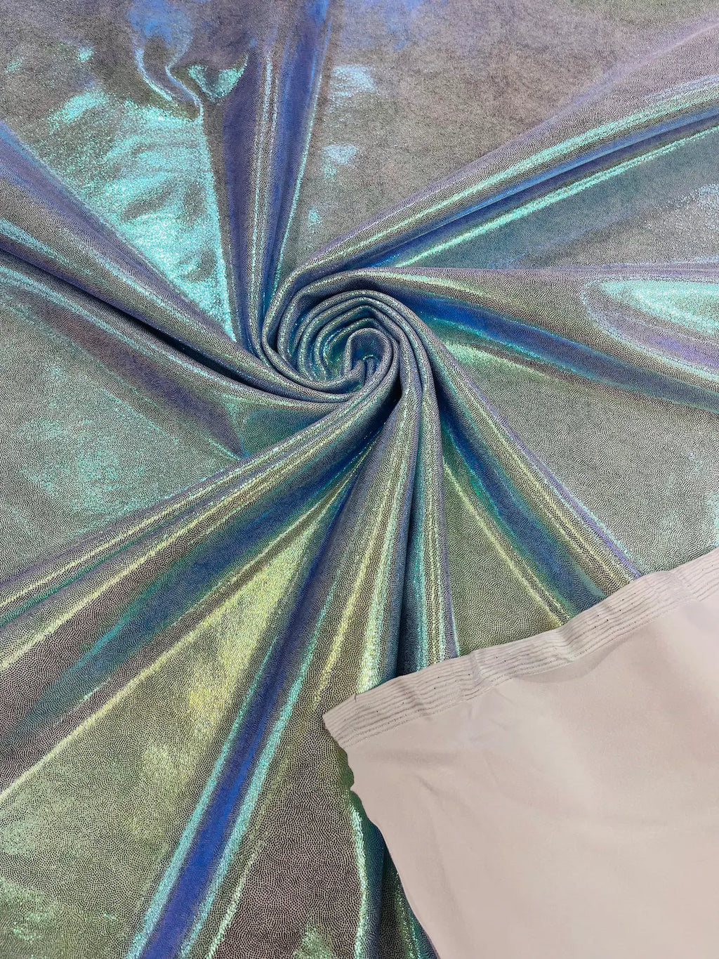 NEW Iridescent Foil on Spandex Fabric Sold by Yard shinny Fabric Iridescent  White Silver Iridescent 4way Stretch Lycra-plain 