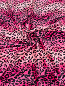 Leopard Velboa Faux Fur Fabric - Pink / Black - Cheetah Animal Print Velboa Fabric Sold By The Yard