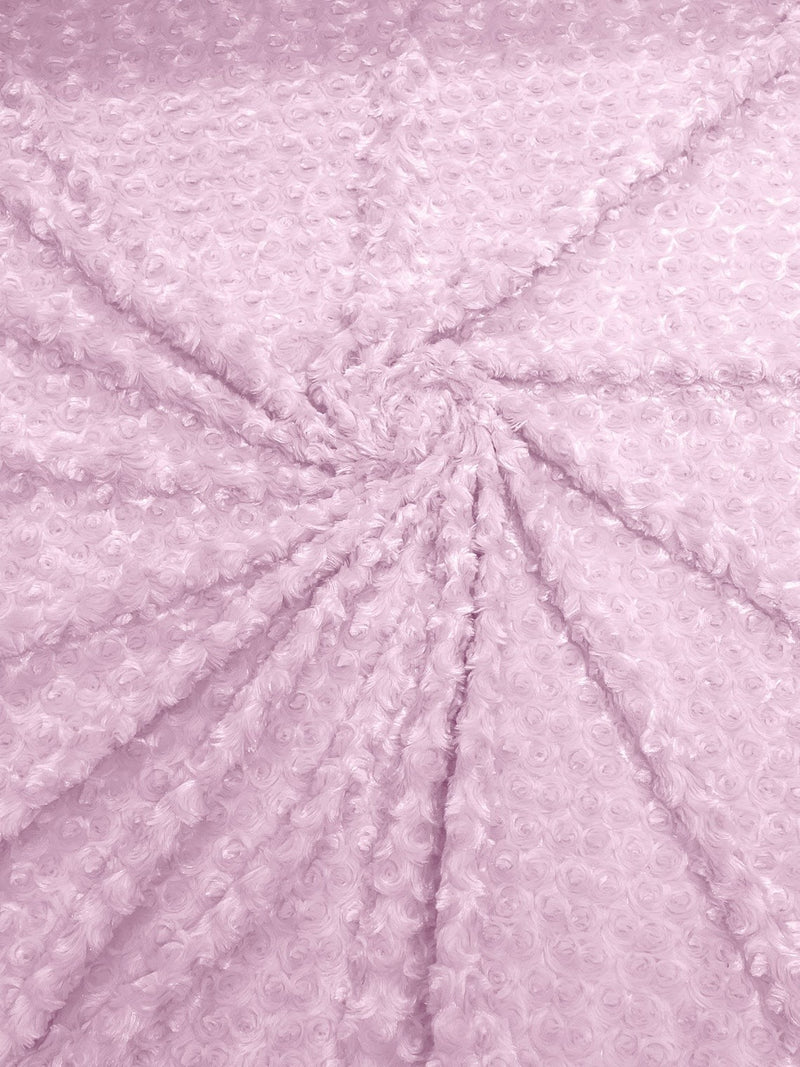58" Minky Swirl Rose Fabric - Pink  - Soft Rosebud Plush Fur Fabric Sold By The Yard
