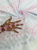 3D Butterfly Design Lace - Pastel Pink / Lilac - Embroidered Lace with 3D Butterfly Design By Yard