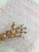 3D Butterfly Design Lace - Pastel Pink / Lilac - Embroidered Lace with 3D Butterfly Design By Yard