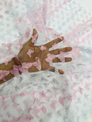 3D Butterfly Design Lace - Pastel Pink / Lilac - Embroidered Lace with 3D Butterfly Design By Yard
