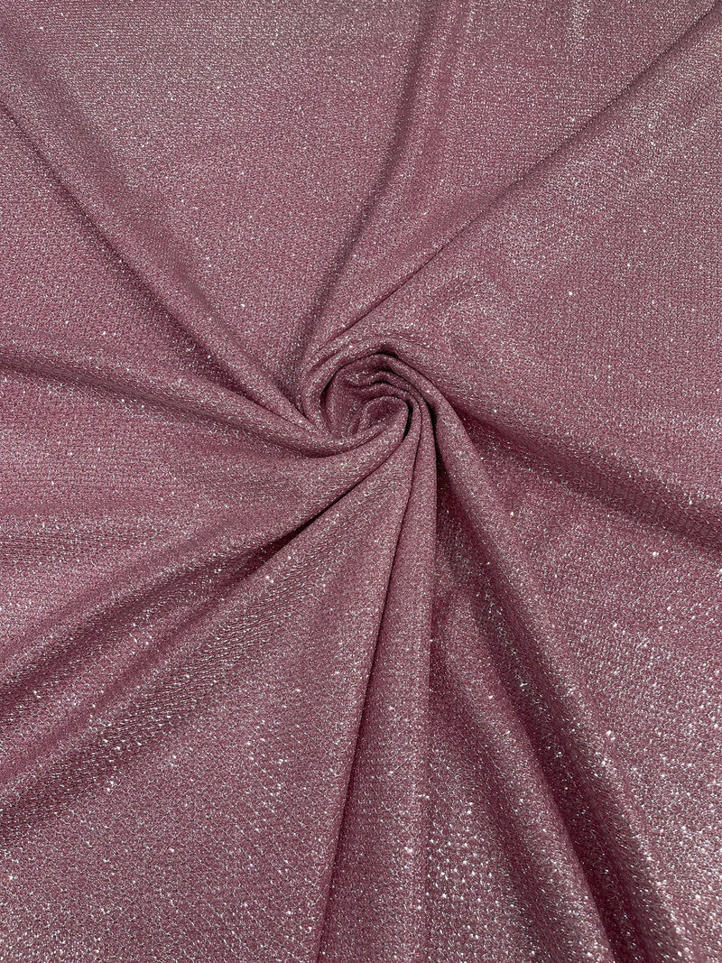 Diamond Shimmer Glitter Fabric - Pink - Sparkle Stretch Luxury Shiny Fabric By Yard