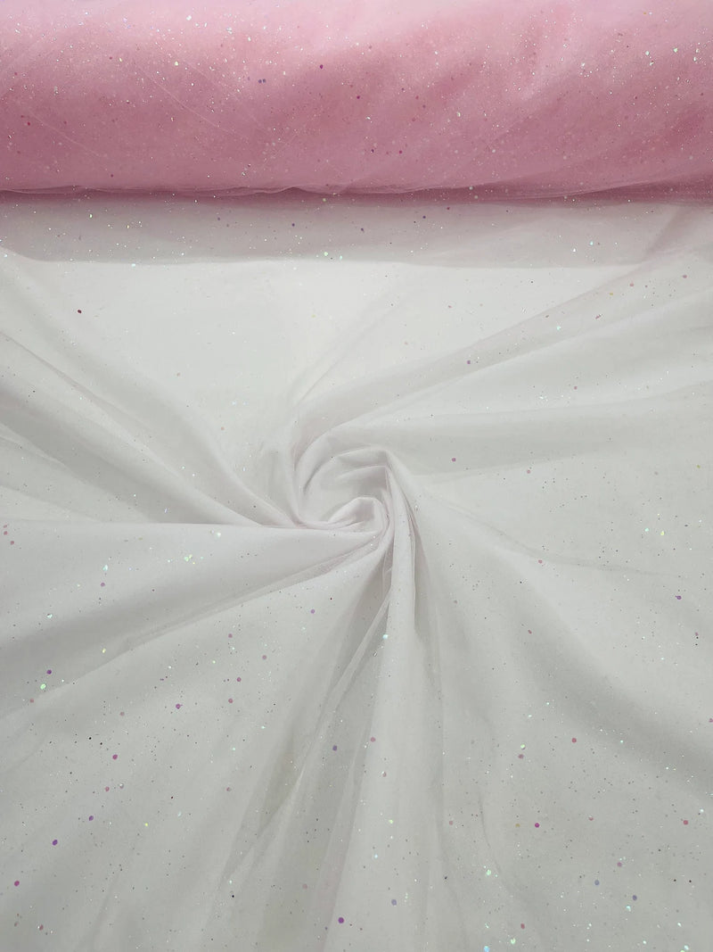 Sparkling Glitter Tulle Fabric - Pink - Sparkling Glitter Tulle Mesh F