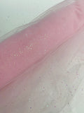 Sparkling Glitter Tulle Fabric - Pink - Sparkling Glitter Tulle Mesh Fabric Sold By Yard