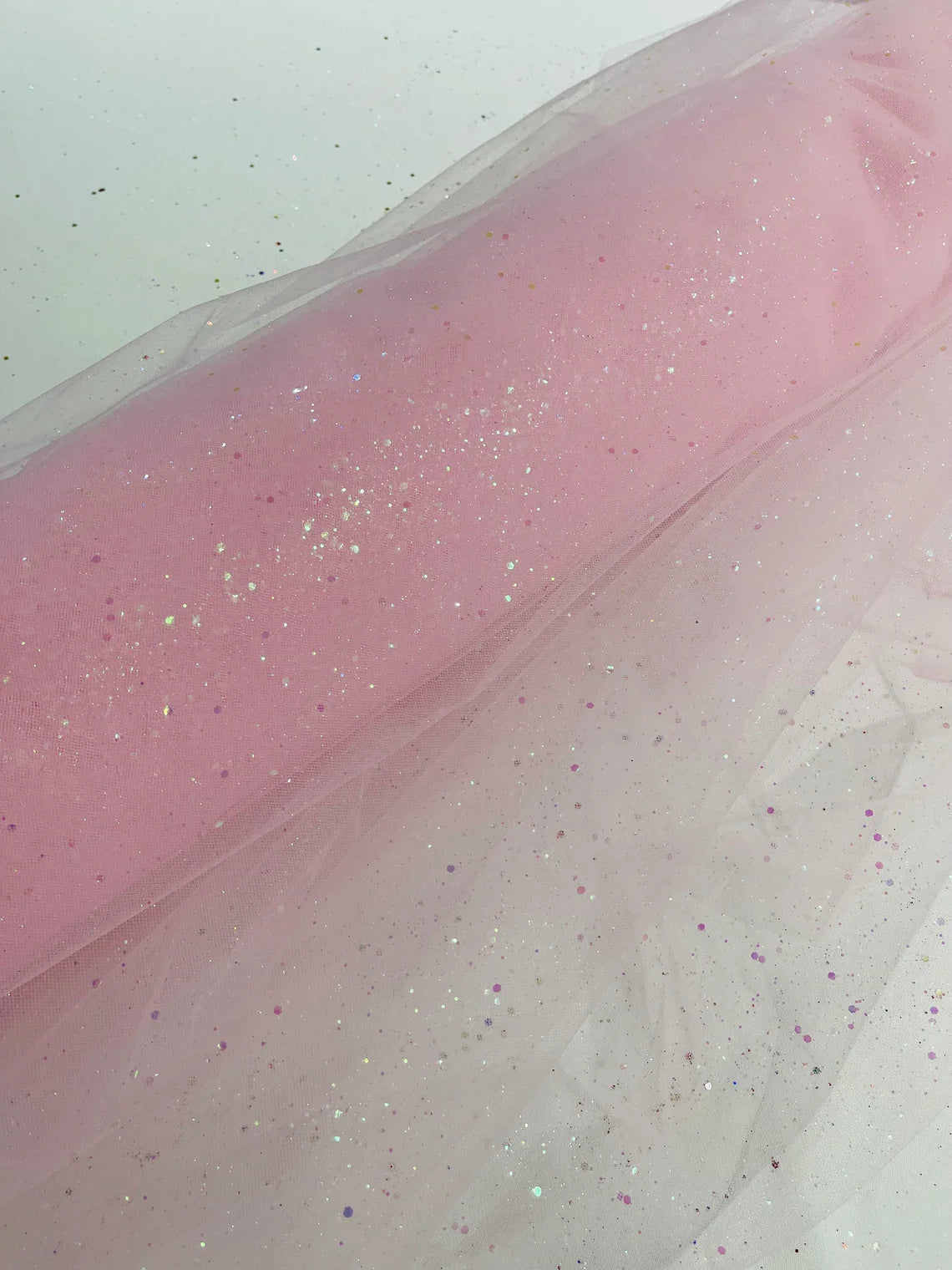 Sparkling Glitter Tulle Fabric - Pink - Sparkling Glitter Tulle Mesh Fabric Sold By Yard