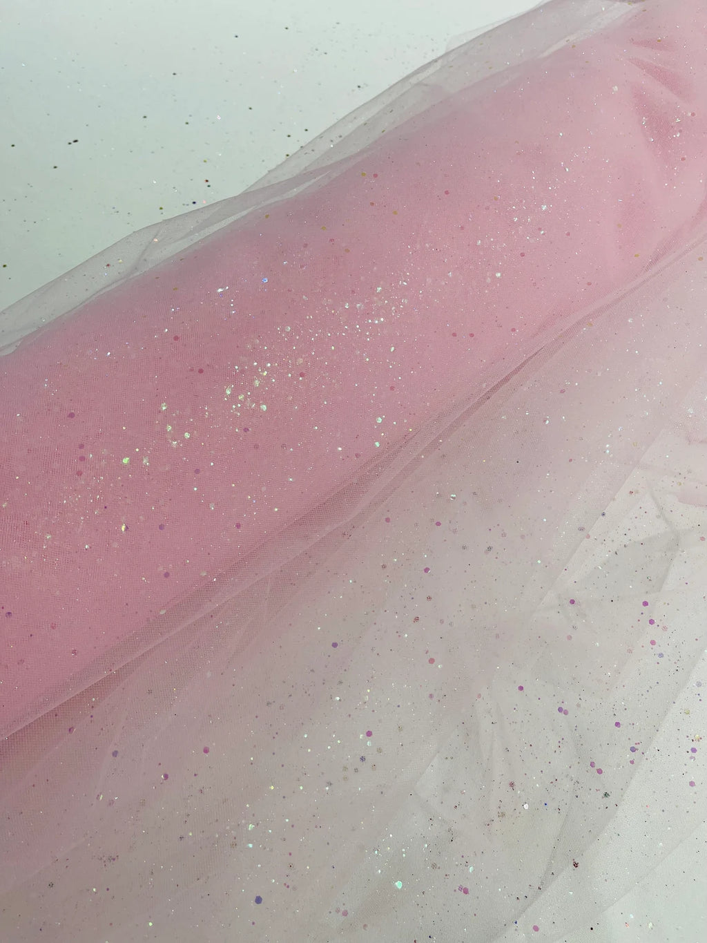 Sparkling Glitter Tulle Fabric - Pink - Sparkling Glitter Tulle Mesh F