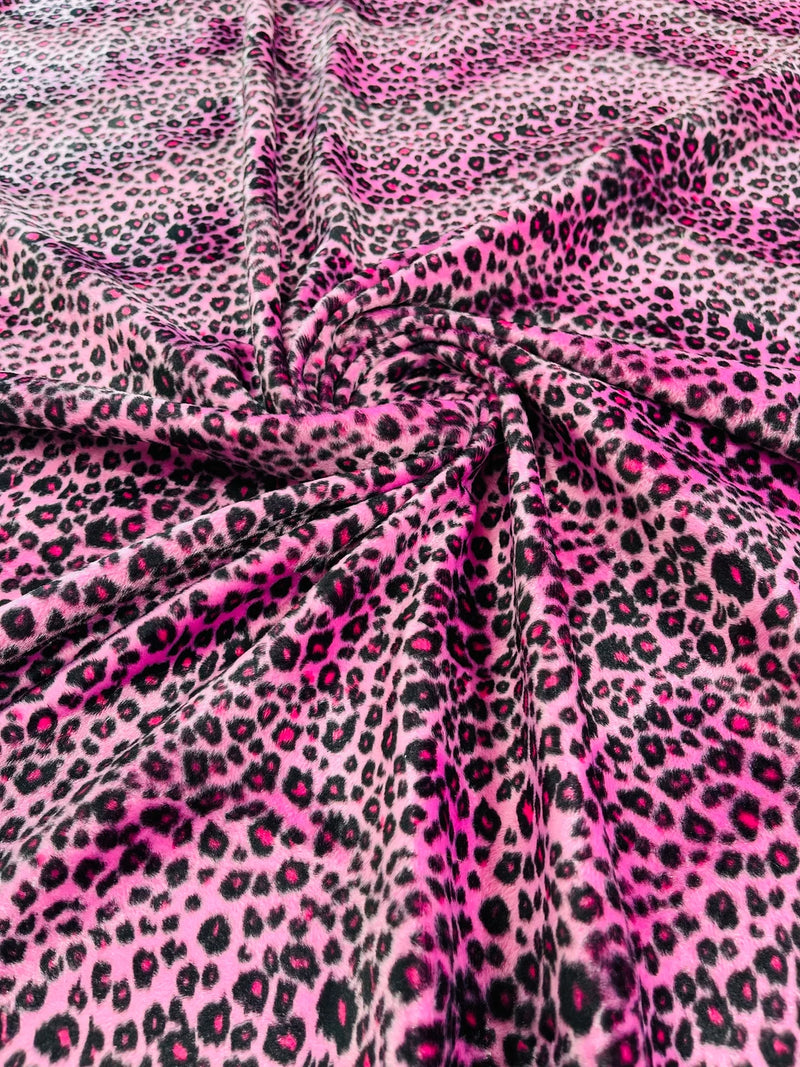 Cheetah Velboa Faux Fur Fabric - Pink - Cheetah Animal Print Velboa Fabric Sold By The Yard