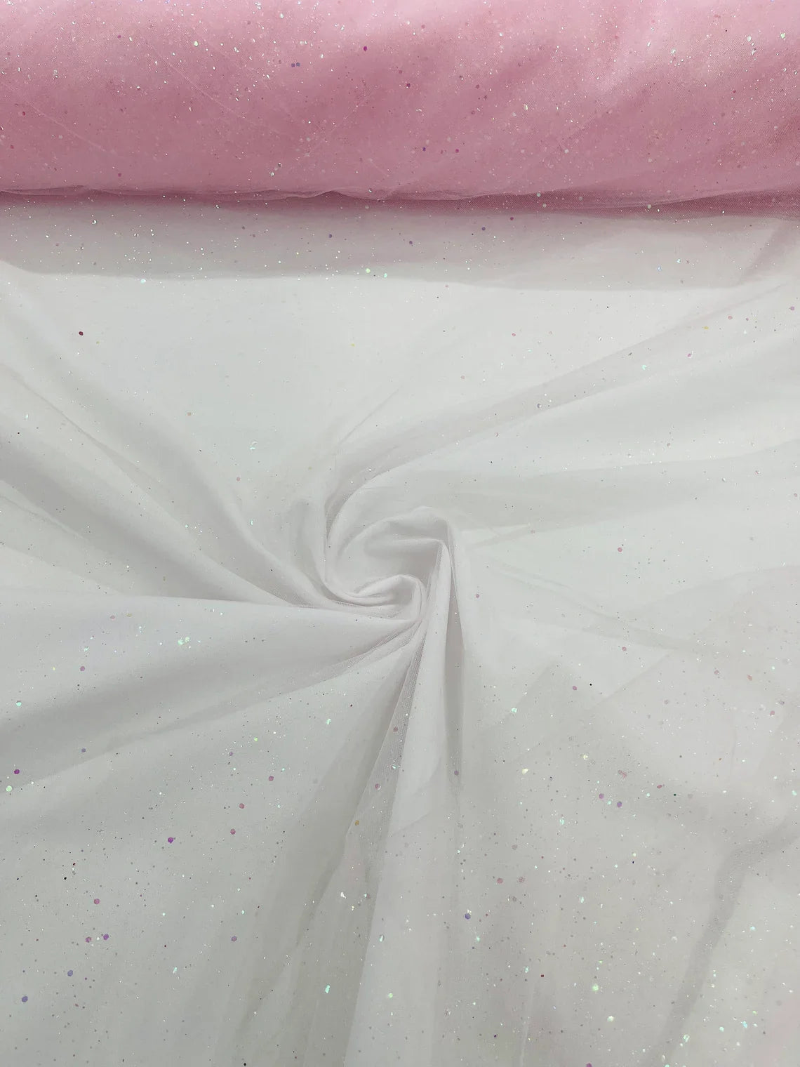 Sparkling Glitter Tulle Fabric - Pink - Sparkling Glitter Tulle Mesh Fabric Sold By Yard