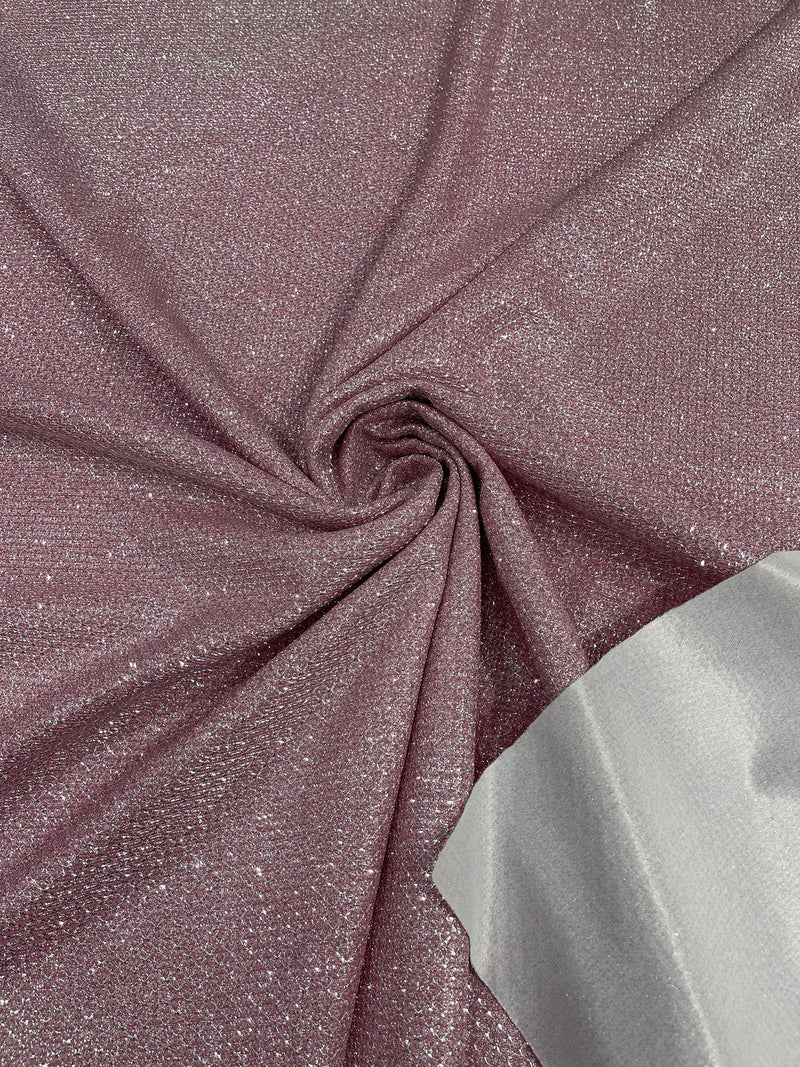 Diamond Shimmer Glitter Fabric - Pink - Sparkle Stretch Luxury Shiny Fabric By Yard