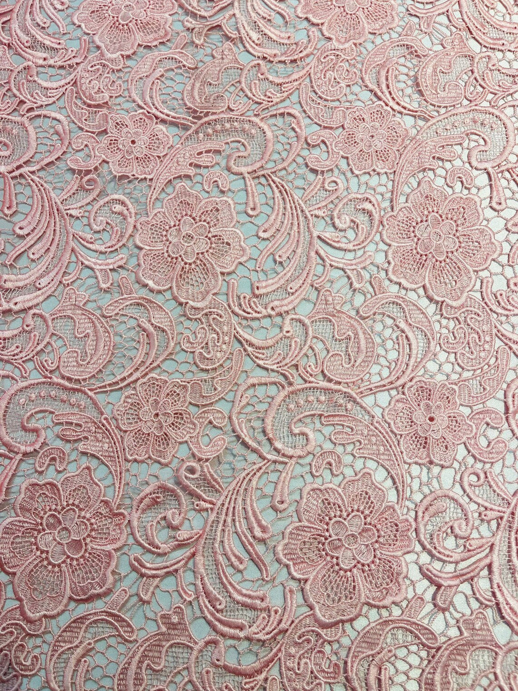Guipure Lace Fabric - Pink - Floral Bridal Lace Guipure By Yard