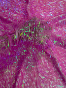Sword Large Shiny Sequins - Pink - Hanging Iridescent Sequins On Lace Fabric By Yard