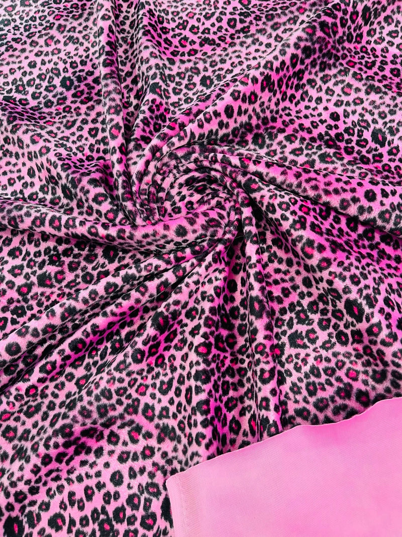 Cheetah Velboa Faux Fur Fabric - Pink - Cheetah Animal Print Velboa Fabric Sold By The Yard