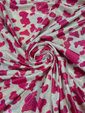 Cow Print Design Spandex - Pink - Holographic Print Poly Spandex 4 Way Stretch Fabric By Yard