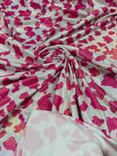 Cow Print Design Spandex - Pink - Holographic Print Poly Spandex 4 Way Stretch Fabric By Yard