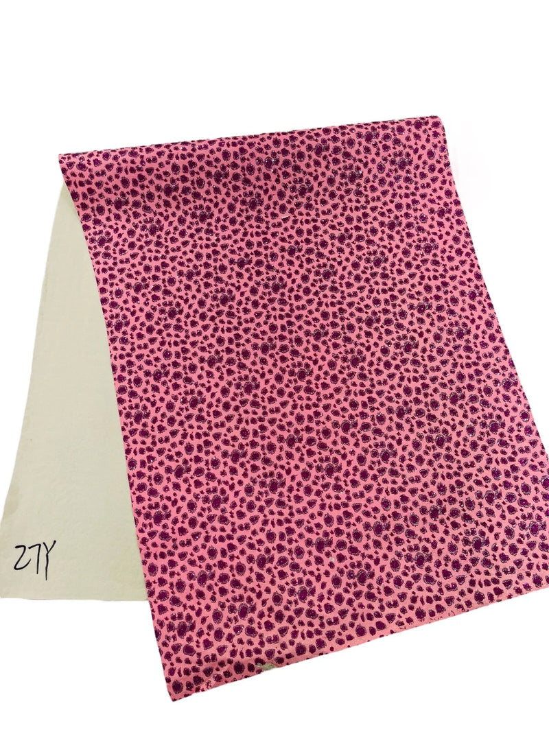 Chunky Leopard Glitter Vinyl - Pink / Fuchsia - 54" Wide Crafting Glitter Vinyl Fabric By Yard