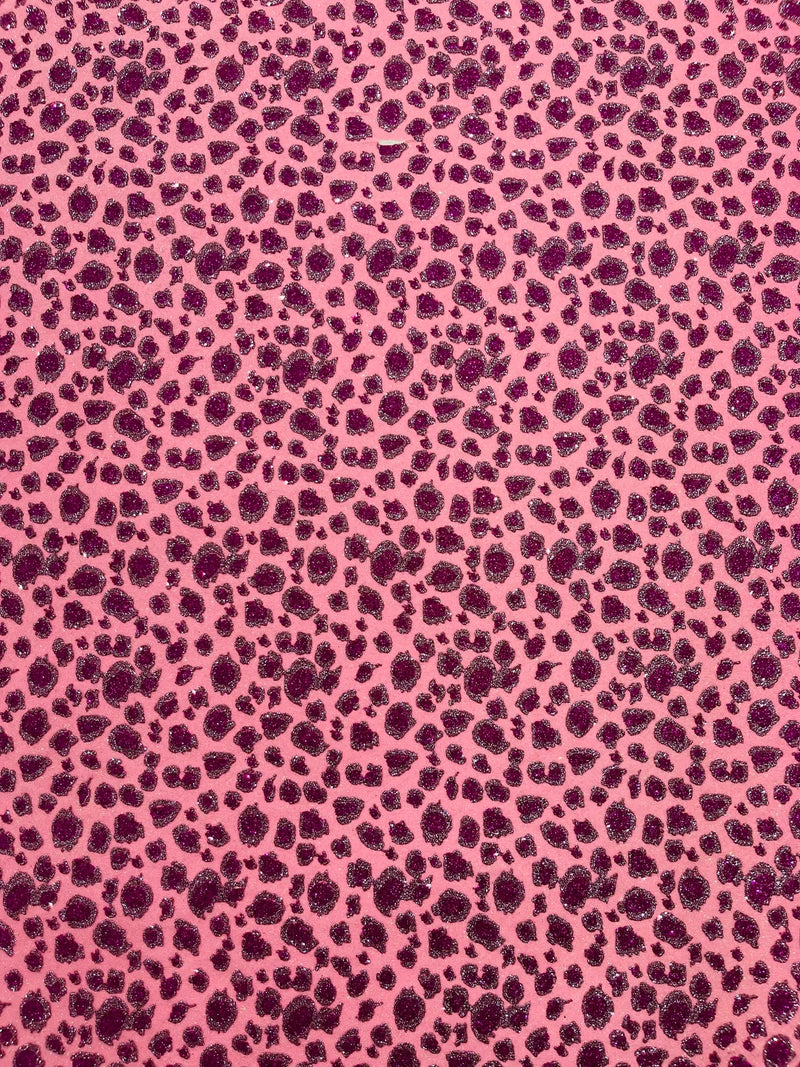 Chunky Leopard Glitter Vinyl - Pink / Fuchsia - 54" Wide Crafting Glitter Vinyl Fabric By Yard