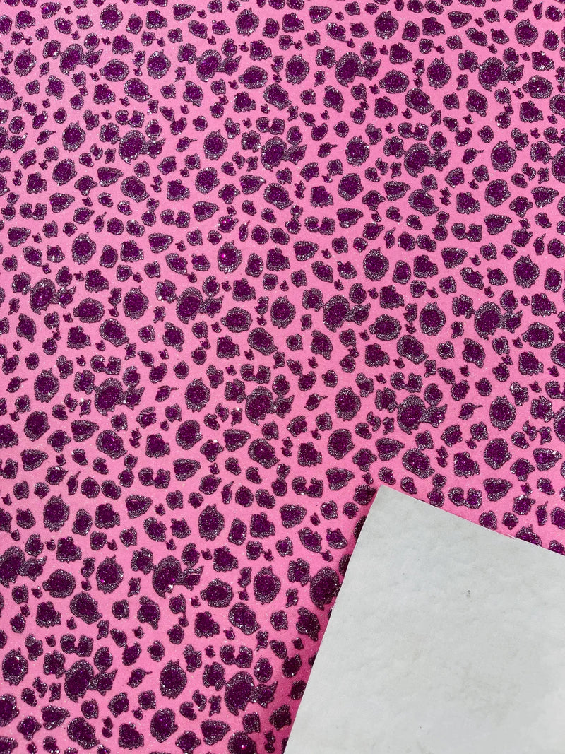 Chunky Leopard Glitter Vinyl - Pink / Fuchsia - 54" Wide Crafting Glitter Vinyl Fabric By Yard