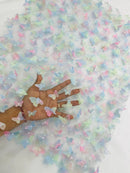 3D Butterfly Design Lace - Pink / Green / Blue - Embroidered Lace with 3D Butterfly Design By Yard