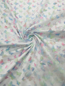 3D Butterfly Design Lace - Pink / Green / Blue - Embroidered Lace with 3D Butterfly Design By Yard