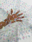 3D Butterfly Design Lace - Pink / Green / Blue - Embroidered Lace with 3D Butterfly Design By Yard