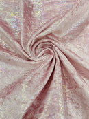 Anaconda Stretch Velvet - Pink Iridescent - 58/60" Stretch Velvet Fabric with Anaconda Snake Print By Yard