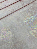 Anaconda Stretch Velvet - Pink Iridescent - 58/60" Stretch Velvet Fabric with Anaconda Snake Print By Yard