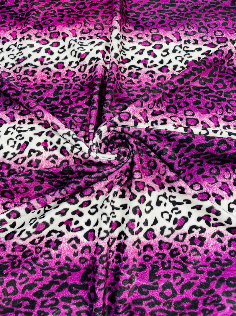 Leopard Velboa Faux Fur Fabric - Purple / White - Cheetah Animal Print Velboa Fabric Sold By The Yard