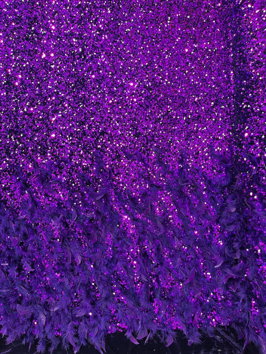 Feather Sequin Velvet Fabric - Purple - 5mm Sequins Velvet 2 Way Stretch 58/60" Fabric By Yard