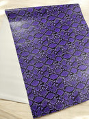 Snake Python Faux Leather Vinyl - Purple - 3D Snake Print Design Embossed Vinyl By Yard