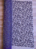 Beaded Floral Plant Design - Purple - Embroidered Beaded Flower Plants Sequins Fabric By Yard