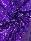 Round Large Sequins - Purple - Paillette Large Round Sequins Design Fabric By Yard