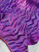 Tiger Design Spandex Fabric - Purple - 58/60" Animal Print Mystique 4 Way Stretch Fabric By Yard