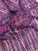 Mermaid Design Sequins Fabric - Purple - Sequins Fabric 4 Way Stretch on Mesh By Yard