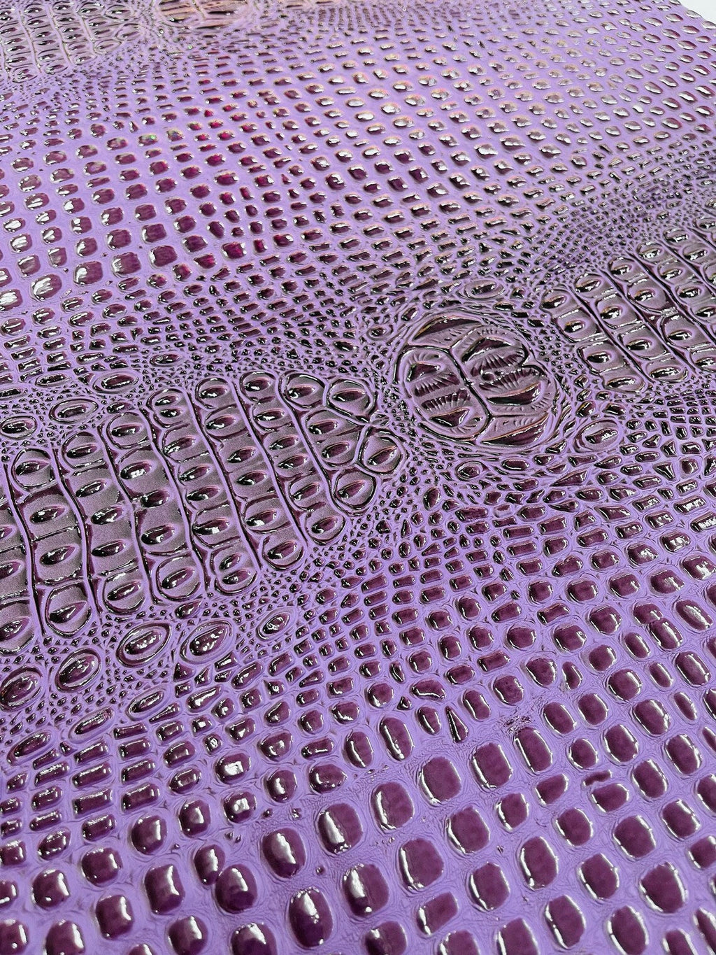 Gator Embossed Vinyl Leather Fabric - Purple - Faux Gator Skin Vinyl Fabric Sold By Yard