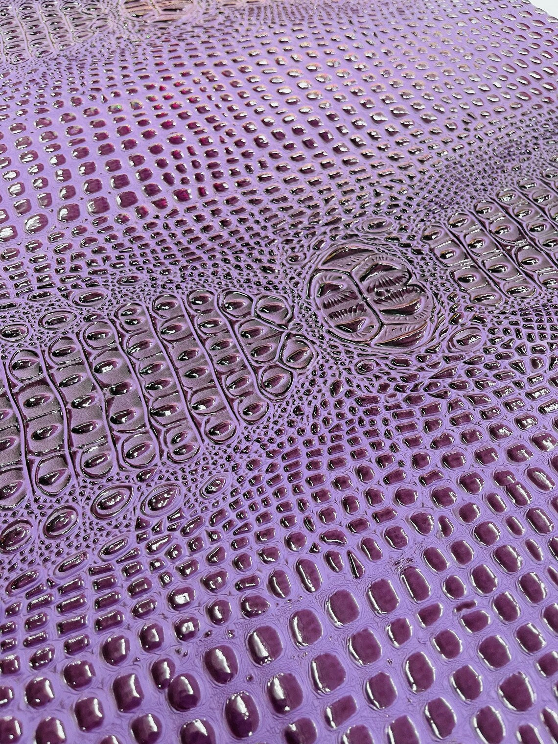 Gator Embossed Vinyl Leather Fabric - Purple - Faux Gator Skin Vinyl Fabric Sold By Yard