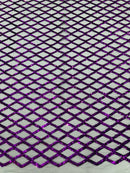 Diamond Sequins Fabric - Purple - Diamond Geometric Net Design on Mesh Lace Fabric By Yard