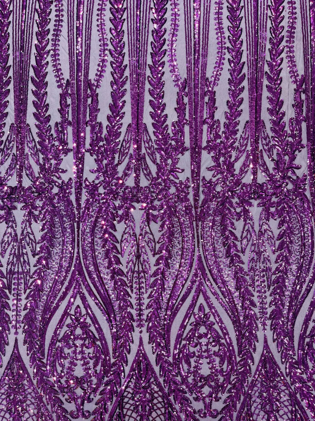 Mermaid Design Sequins Fabric - Purple - Sequins Fabric 4 Way Stretch on Mesh By Yard