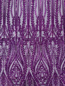 Mermaid Design Sequins Fabric - Purple - Sequins Fabric 4 Way Stretch on Mesh By Yard