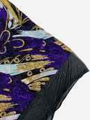 2 Yards 1/2 Multi-Color Sequins Design - Purple / Aqua / Gold - 4 Way Stretch Sequins Fabric