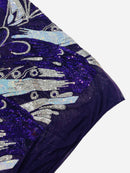 Multi-Color Sequins Design - Purple / Aqua / Silver - 4 Way Stretch Sequins Fabric By The Yard