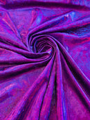 Iridescent Foggy Foil Fabric - Oil Slick 58/60" Stretch Foil Velvet Fabric By Yard