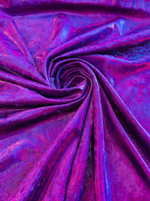 Iridescent Foggy Foil Fabric - Purple - Oil Slick 58/60" Stretch Foil Velvet Fabric By Yard