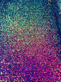 Multi-Color Sequins Mesh - Purple Iridescent - Shiny Sequins Design on Spandex Mesh Fabric By Yard