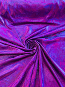 Iridescent Foggy Foil Fabric - Purple - Oil Slick 58/60" Stretch Foil Velvet Fabric By Yard