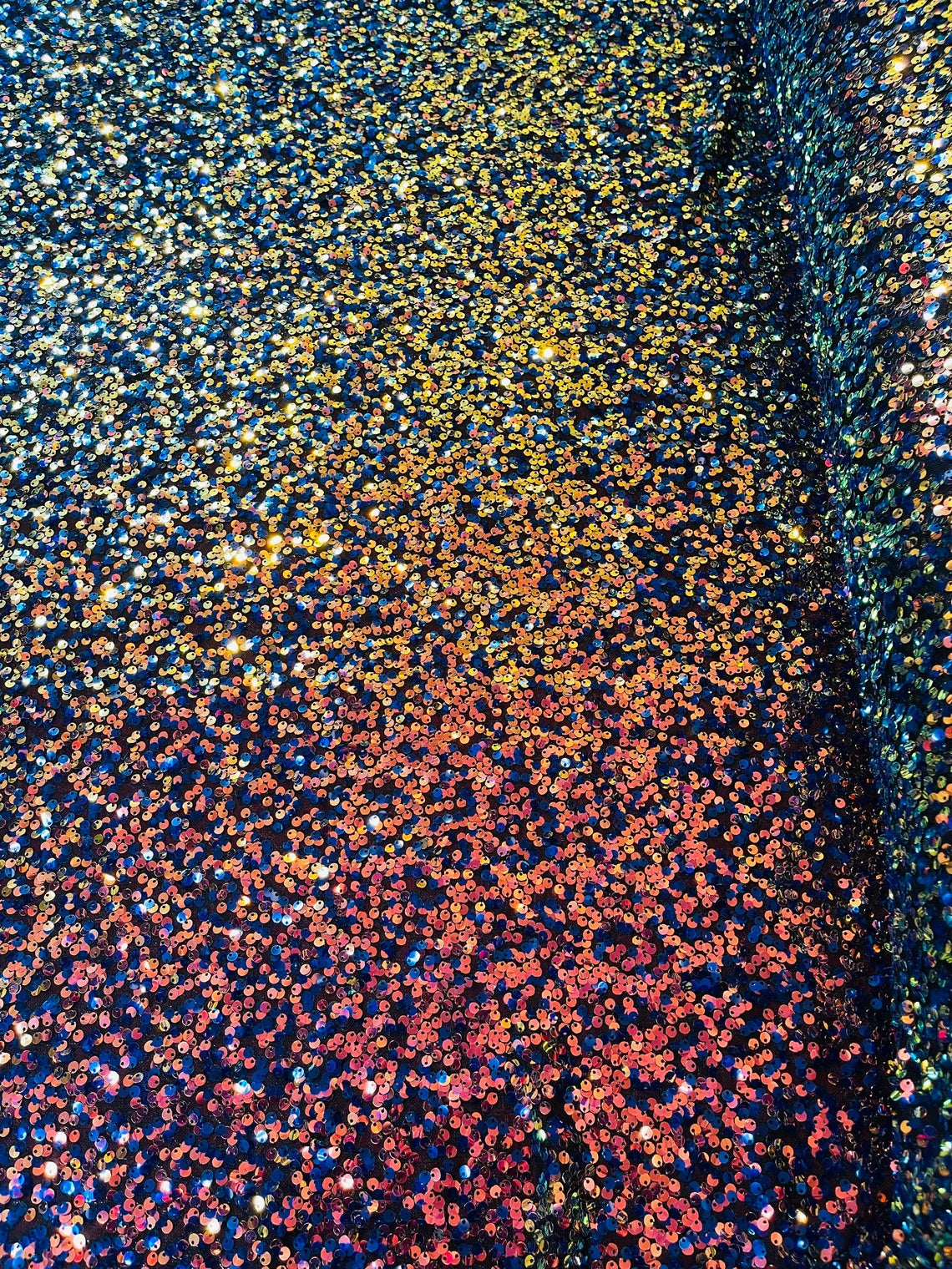 Multi-Color Sequins Mesh - Rainbow - Shiny Sequins Design on Spandex Mesh Fabric By Yard