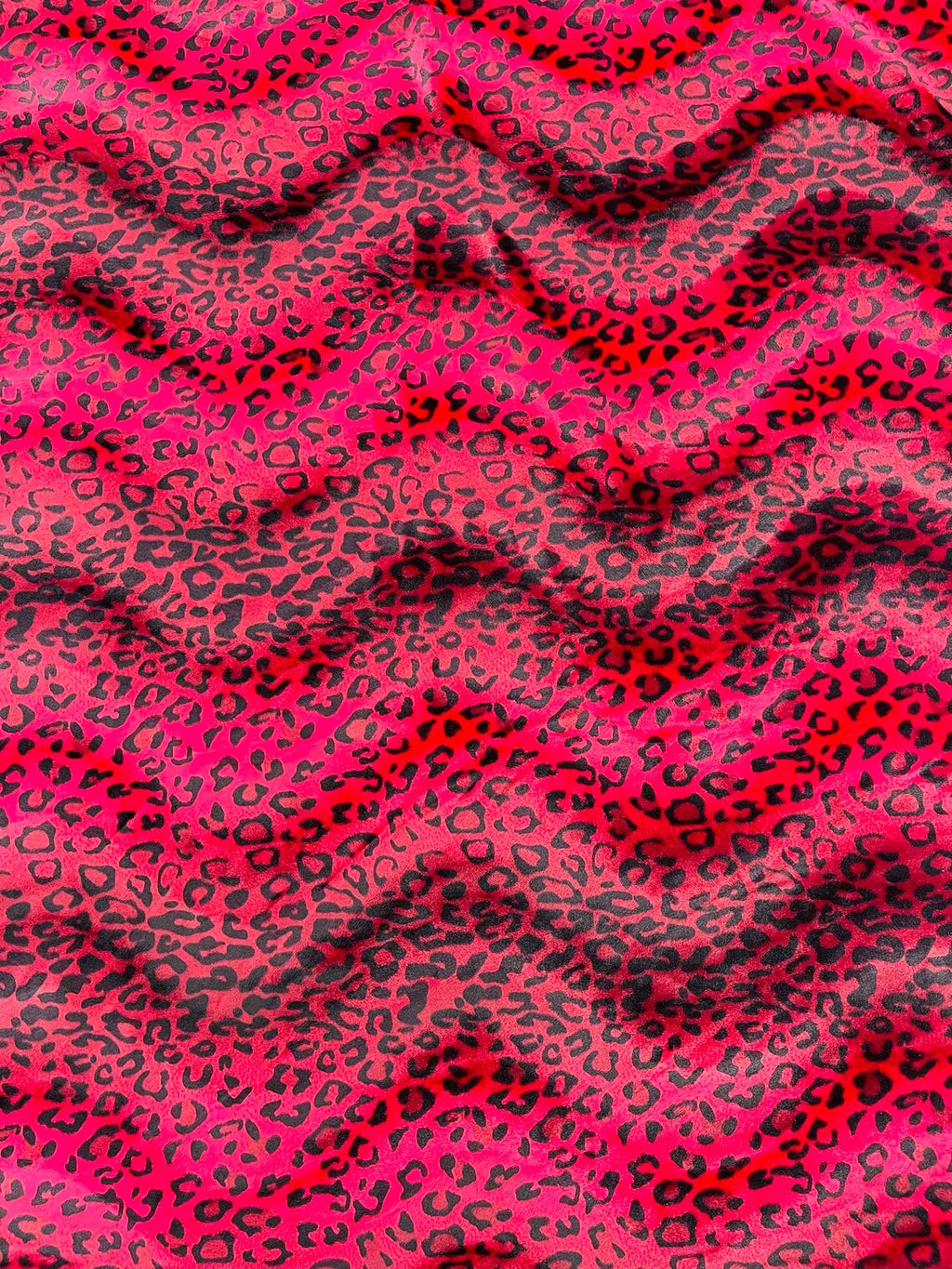 Leopard Velboa Faux Fur Fabric - Red / Black - Cheetah Animal Print Velboa Fabric Sold By The Yard
